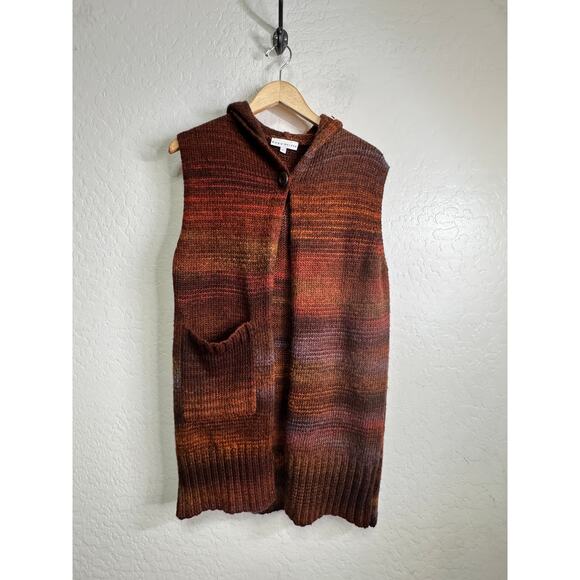 Bryn Walker Womens Wool Blend Tercotta Sweater Hooded Vested Size Large Pocket - Picture 1 of 4